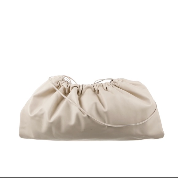 STUDIO AMELIA Maxi Drawstring Ruched Lambskin Leather Clutch/Purse - Picture 1 of 7
